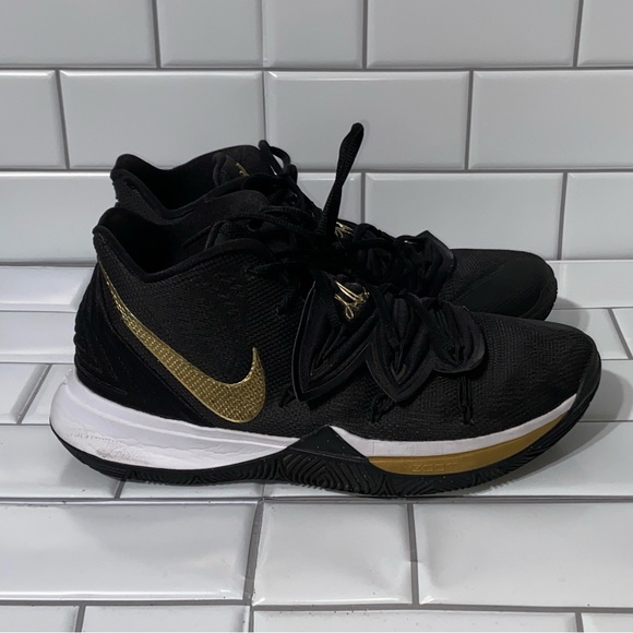 kyrie 5 shoes black and gold